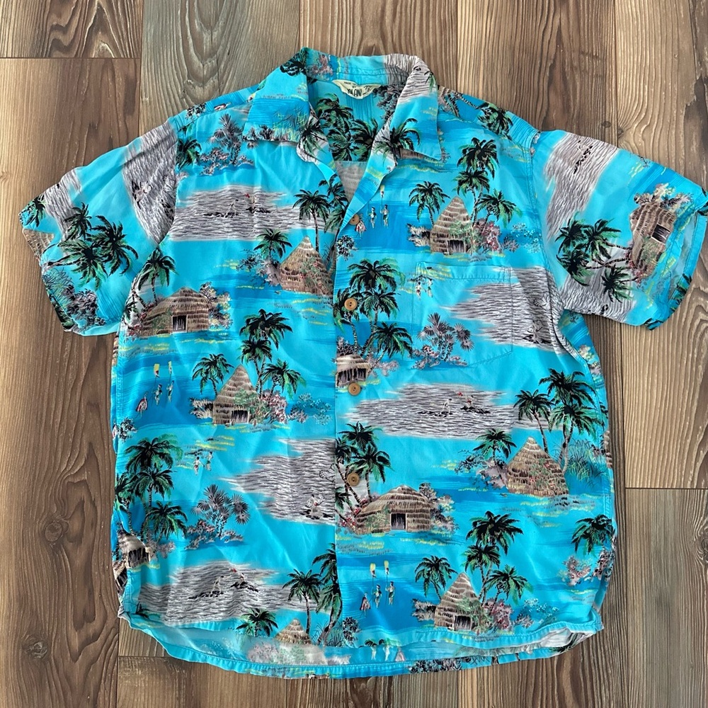 Vintage 1950s Iolani Hawaiian Beach Camp Aloha Loop Collar Size Medium